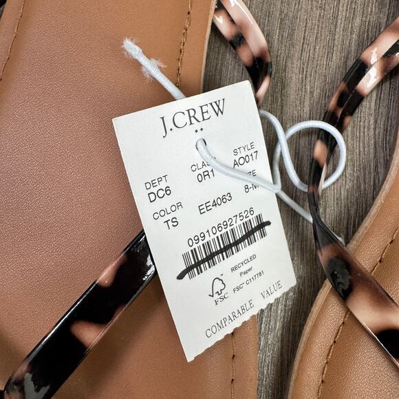 J.Crew Easy Summer Flip Flop Sandals WMNS 8M Tortoise Shell Flat Slip-On Casual - Picture 3 of 6